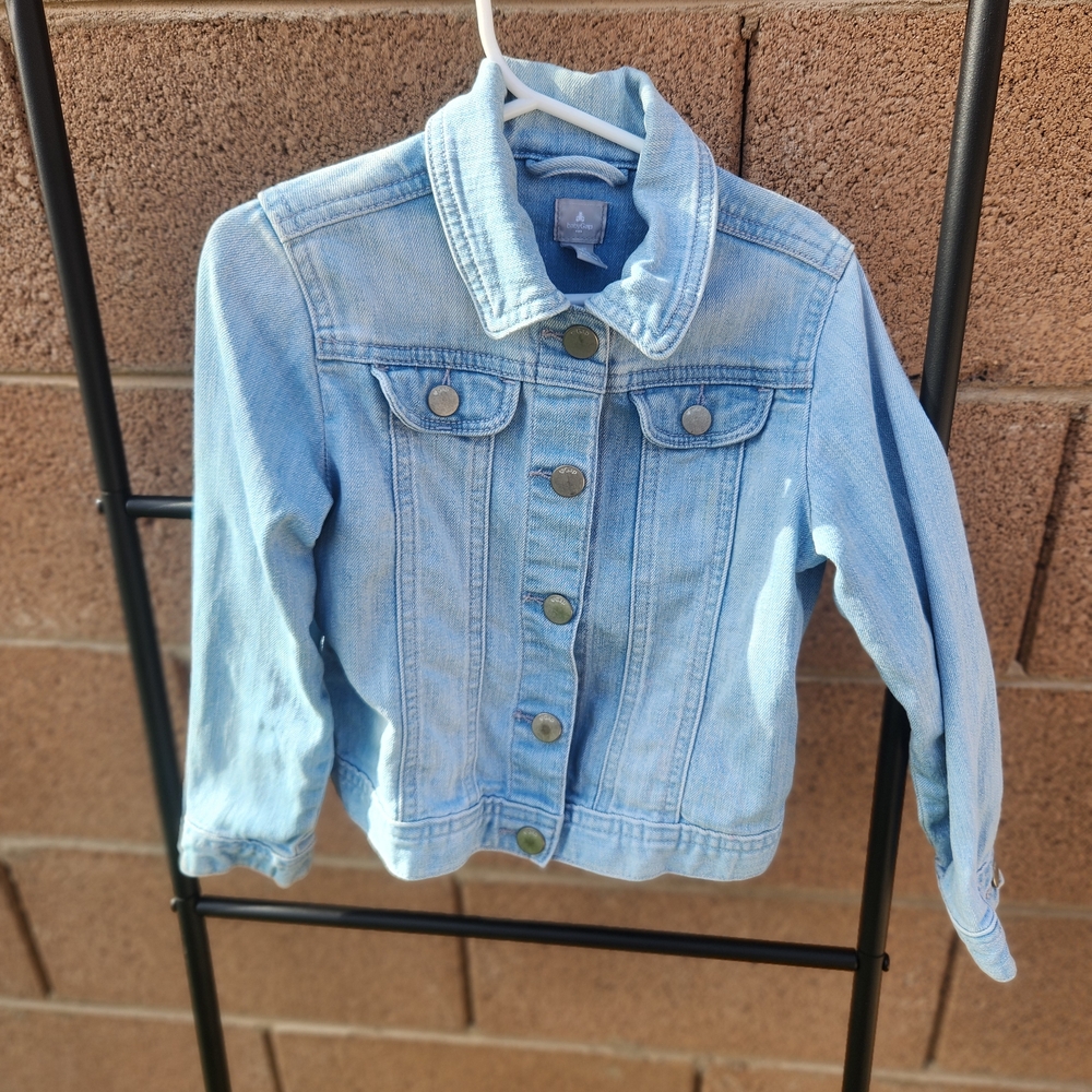 Vintage GAP Classic Blue Kids Denim Jacket Girls Heart Imprint On Buttons
